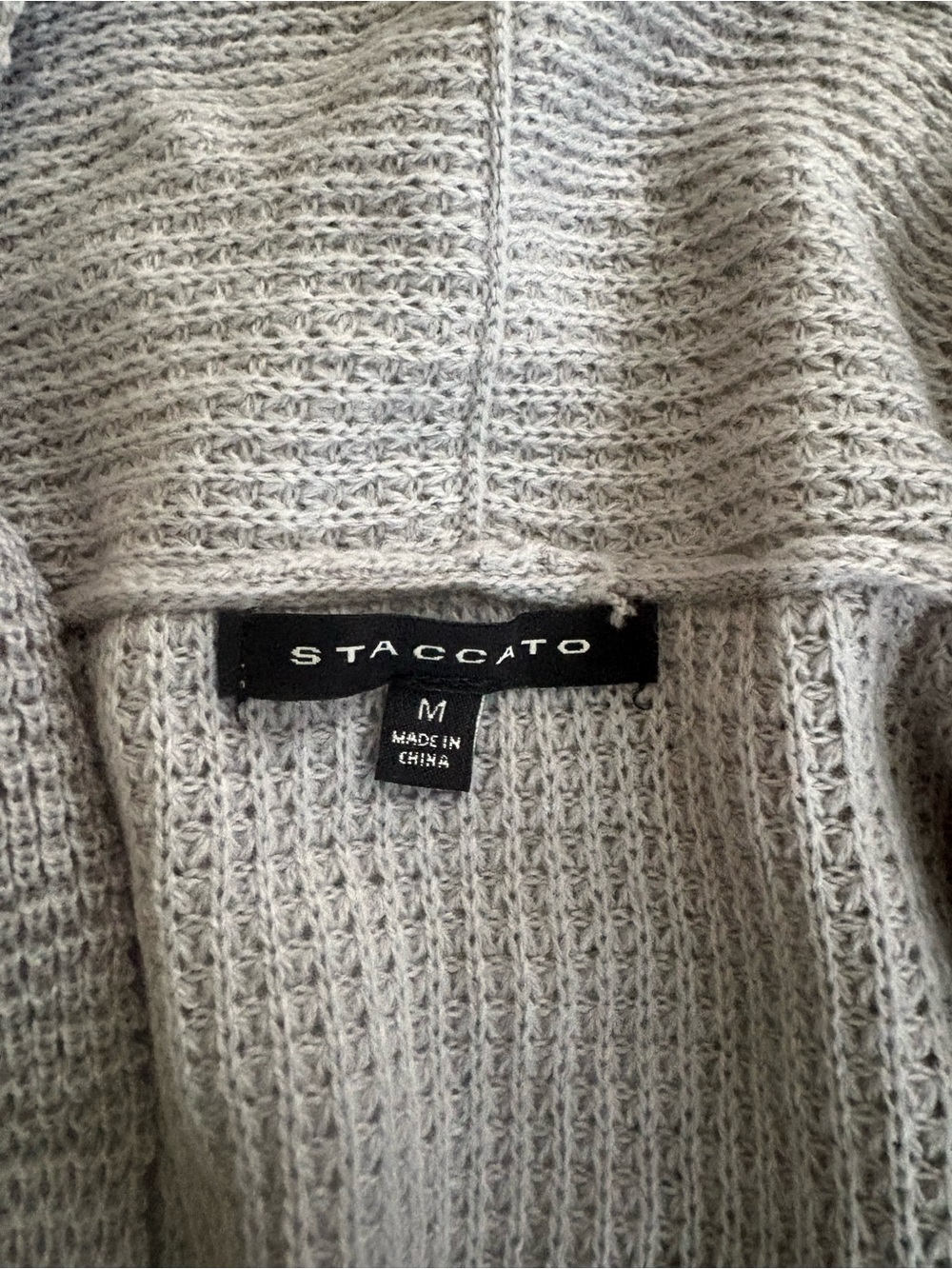 Staccato Light Gray Open-Front Waffle Knit Cardigan - Picture 2 of 2